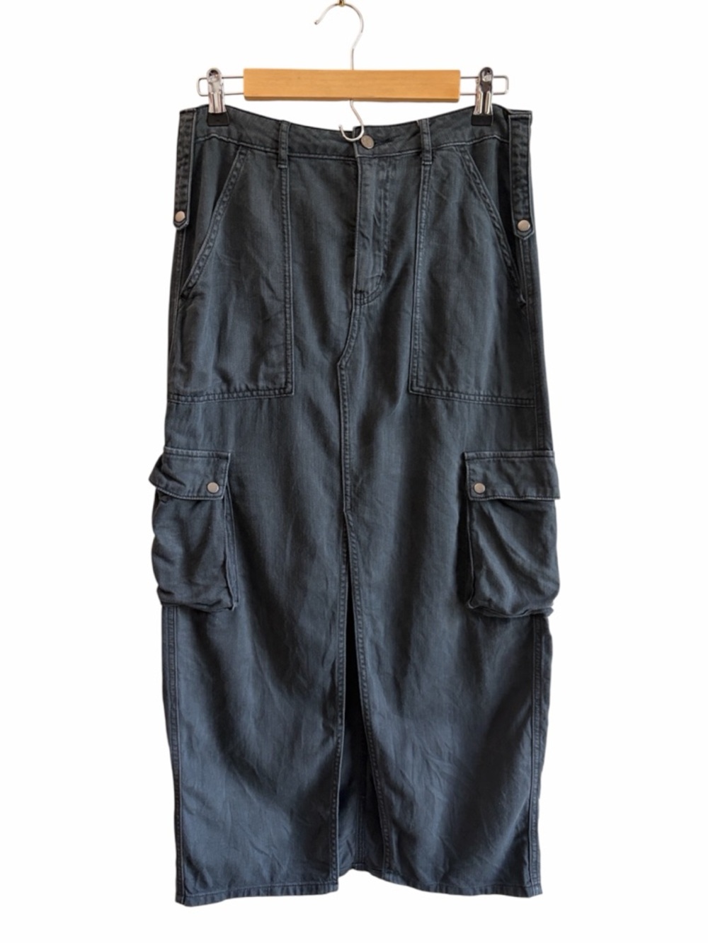 Chaser Charcoal Gray Grunge Cargo Maxi Skirt Size Small Gorpcore Streetwear